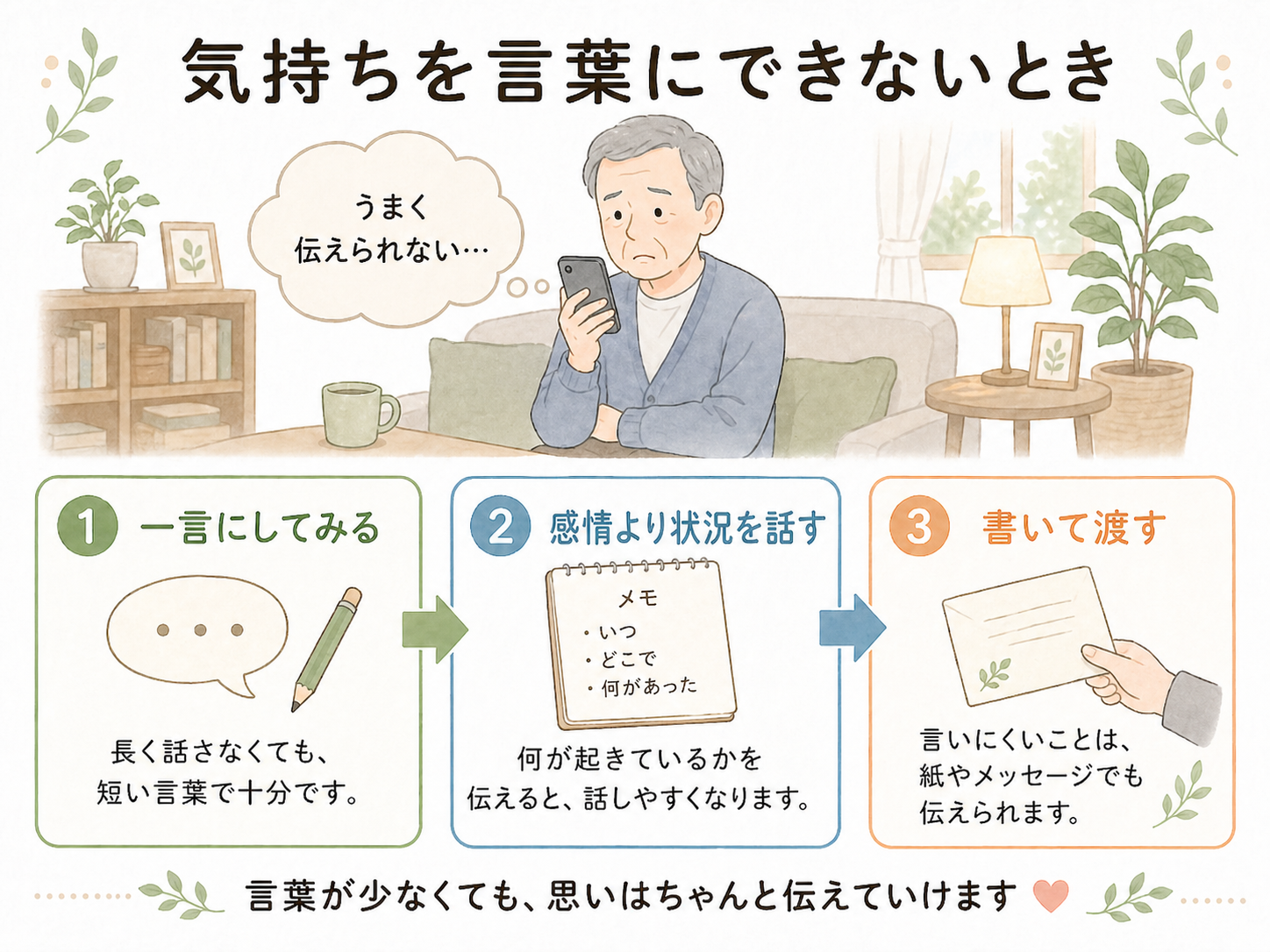 自分を責めてしまうときの事実と感情を分ける図解