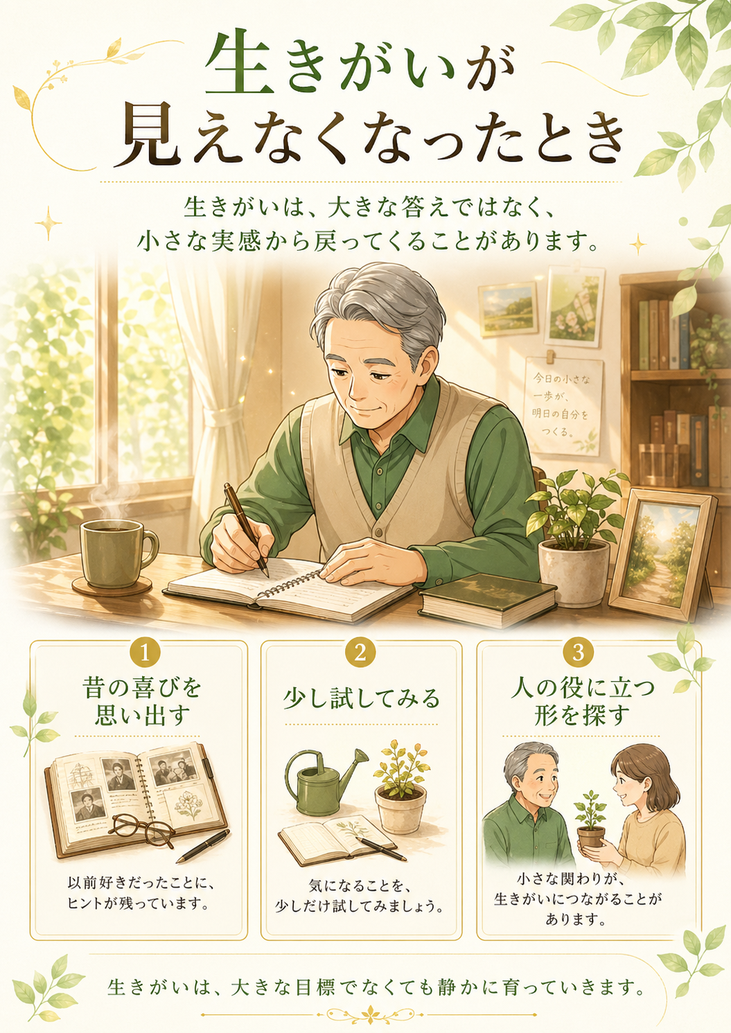 自分の楽しみがわからないときの趣味と生きがい探しの図解
